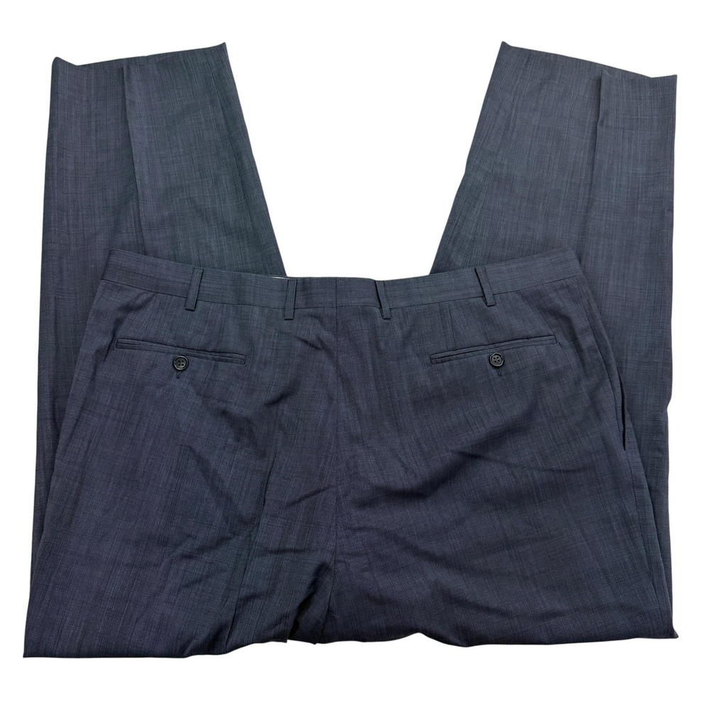 Canali Pants Mens 40 X 32 Blue Dress Flat Front Wool Travel Check Lined Slacks